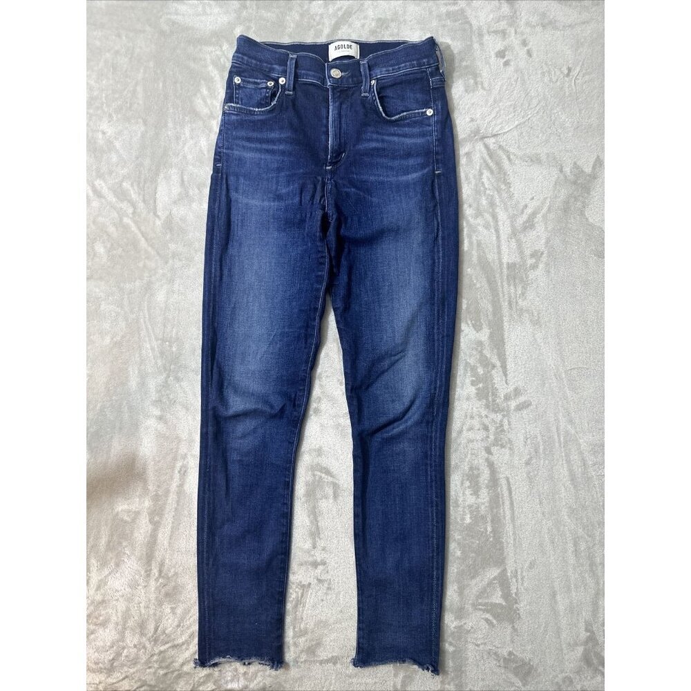 Women’s Agolde Denim Jeans Dark Wash Raw Hem Skinny Size 24